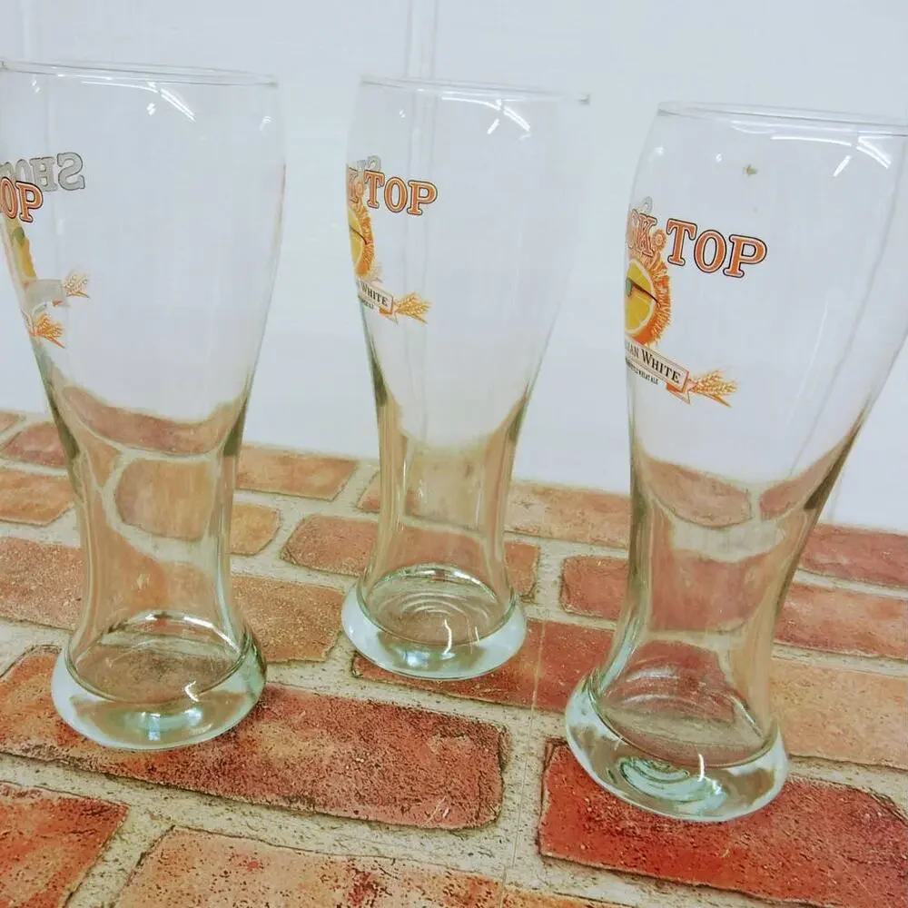 Shocktop Tall‎ Pilsner Beer Glasses Curvy Set of 3 16oz Bar Belgian White Beer